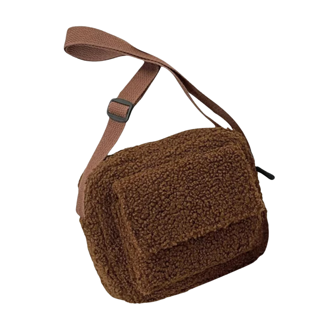 Plüsch Tasche - Brauner Waistbag - veganer Waist Bag - Waist Bag Braun vegan - Wolkis Bag - Aurora Hikari