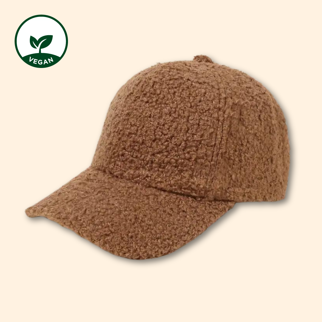 Plüsch Baseball Cap - Cap mit Plüsch - Braune Baseball Cap - Baseball Cap Braun - Cap aus Kunstfell - Baseball Cap Kunstfell