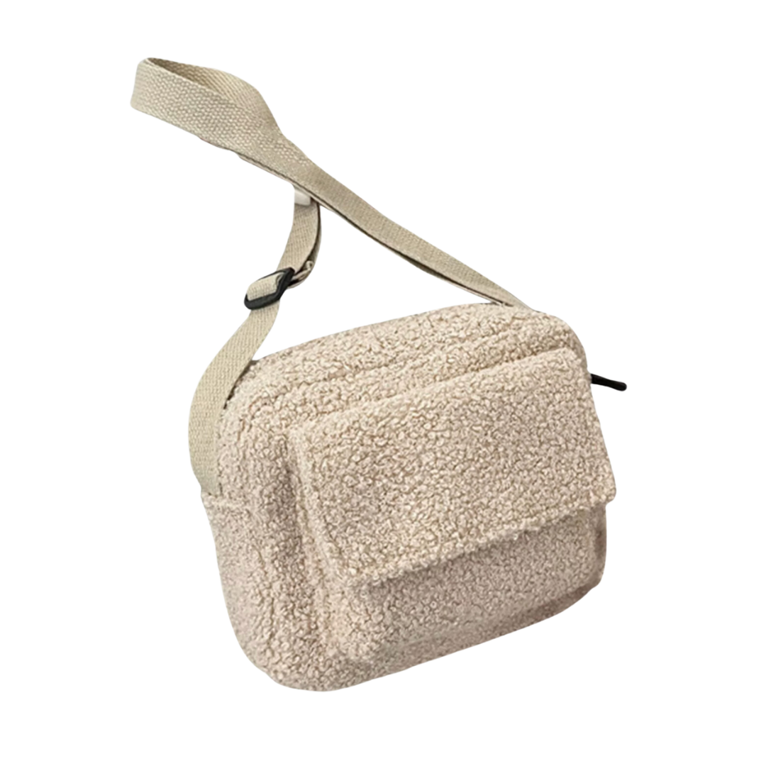 Plüsch Tasche - Beiger Waistbag - veganer Waist Bag - Waist Bag Beige vegan - Wolkis Bag - Aurora Hikari