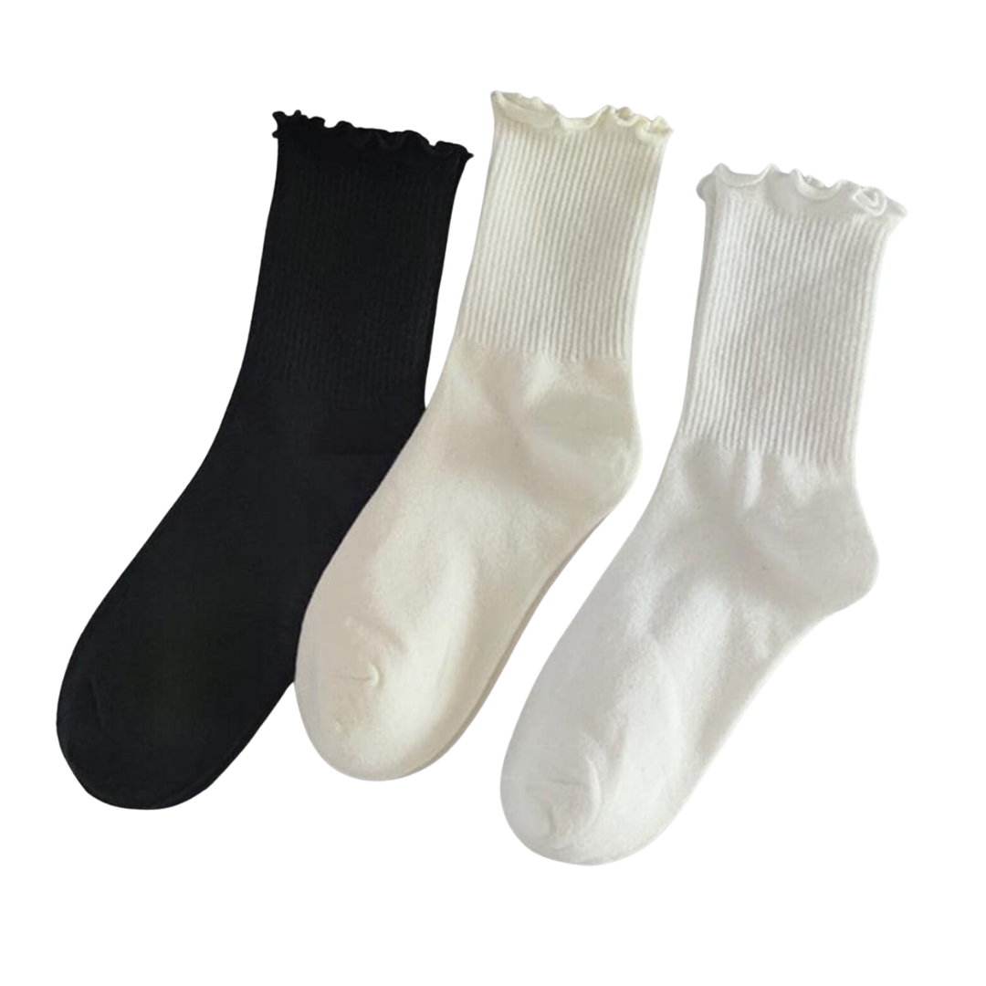Geriffelte Socken - Socken für UGG Boots - Socken für UGGs - 3er Pack Socken Frauen - 3er Pack Socken schwarz weiß beige