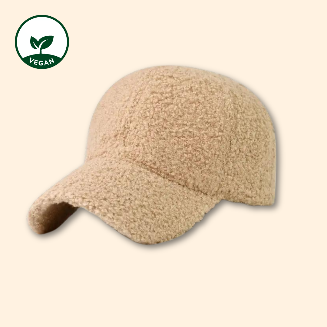 Plüsch Baseball Cap - Cap mit Plüsch - Creme Baseball Cap - Baseball Cap Creme - Cap aus Kunstfell - Baseball Cap Kunstfell