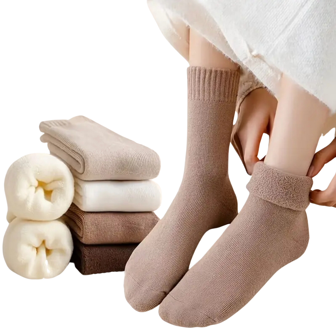 Geriffelte Socken - Socken für UGG Boots - Socken für UGGs - 6er Pack Socken Frauen - 6er Pack Socken schwarz weiß beige braun