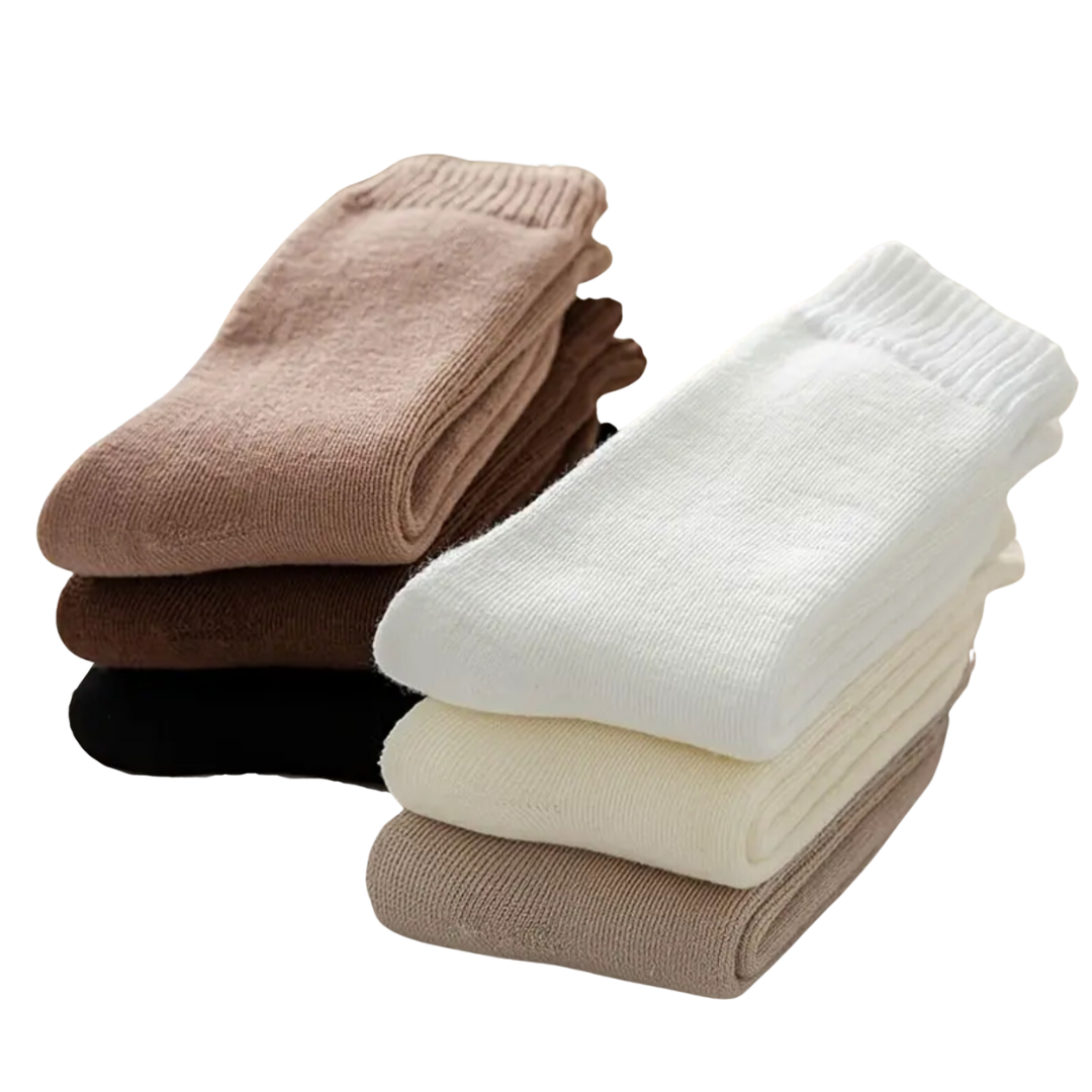 Geriffelte Socken - Socken für UGG Boots - Socken für UGGs - 6er Pack Socken Frauen - 6er Pack Socken schwarz weiß beige braun