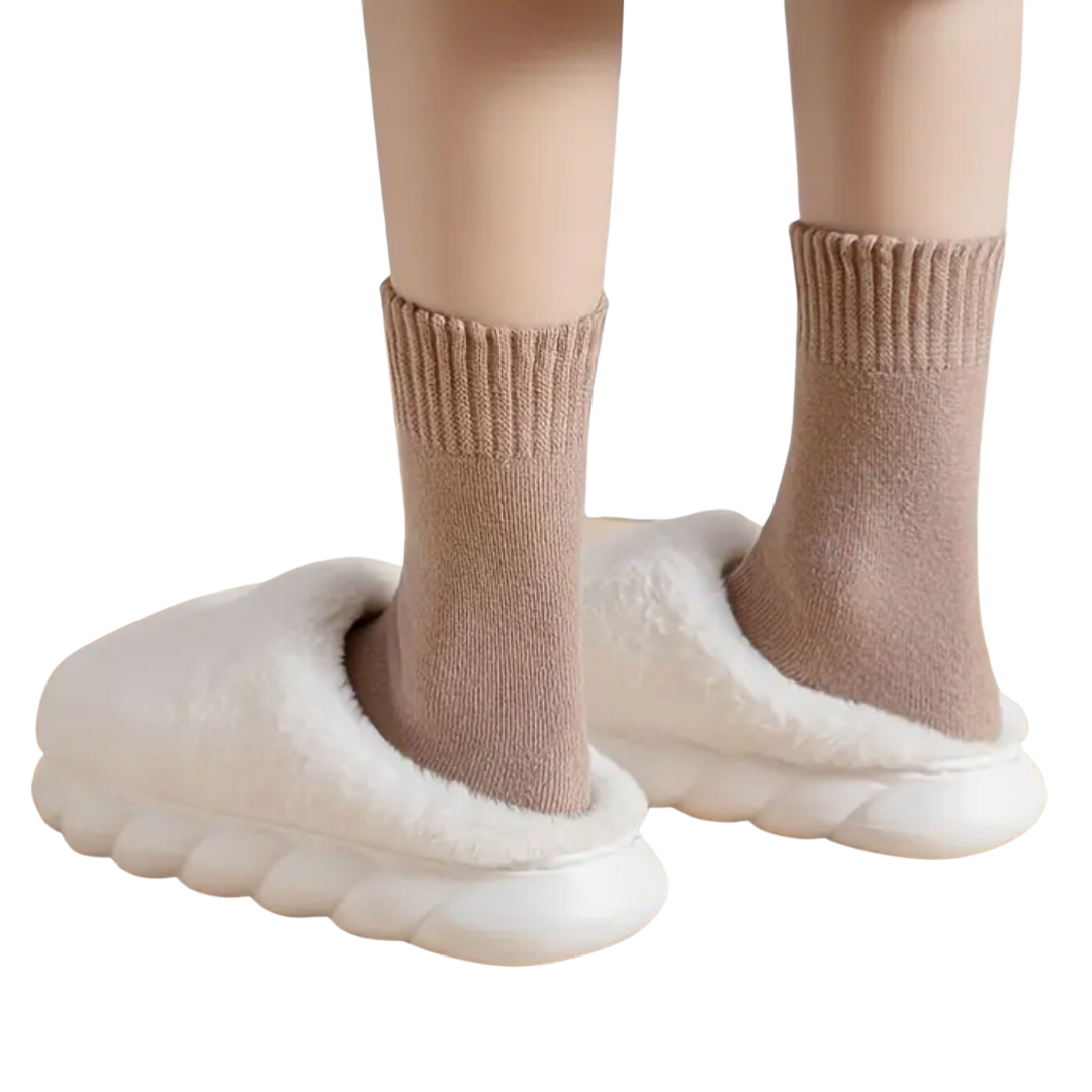 Geriffelte Socken - Socken für UGG Boots - Socken für UGGs - 6er Pack Socken Frauen - 6er Pack Socken schwarz weiß beige braun