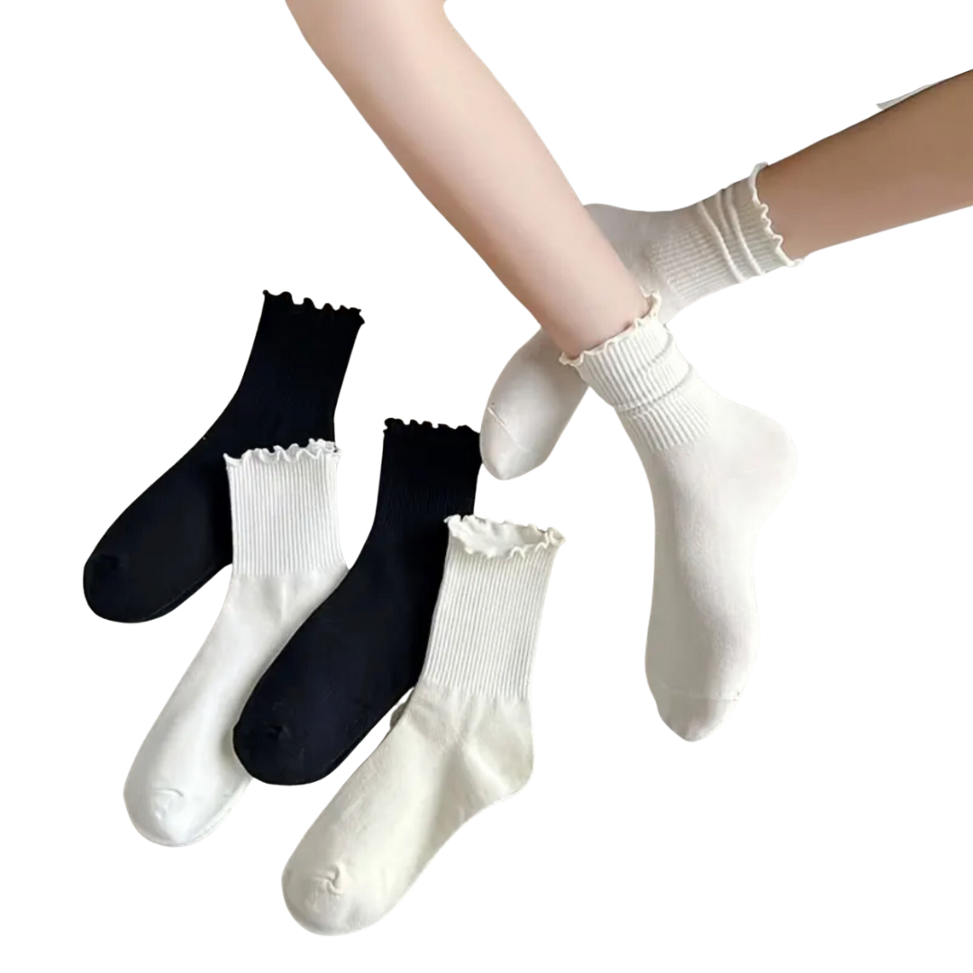 Geriffelte Socken - Socken für UGG Boots - Socken für UGGs - 3er Pack Socken Frauen - 3er Pack Socken schwarz weiß beige