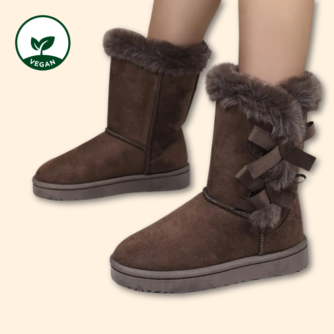 UGG Alternative Dunkelbraun - UGG Dupes mit Schleife - Wolkis Boots - Aurora Hikari - Vegane Boots - Damen Stiefel