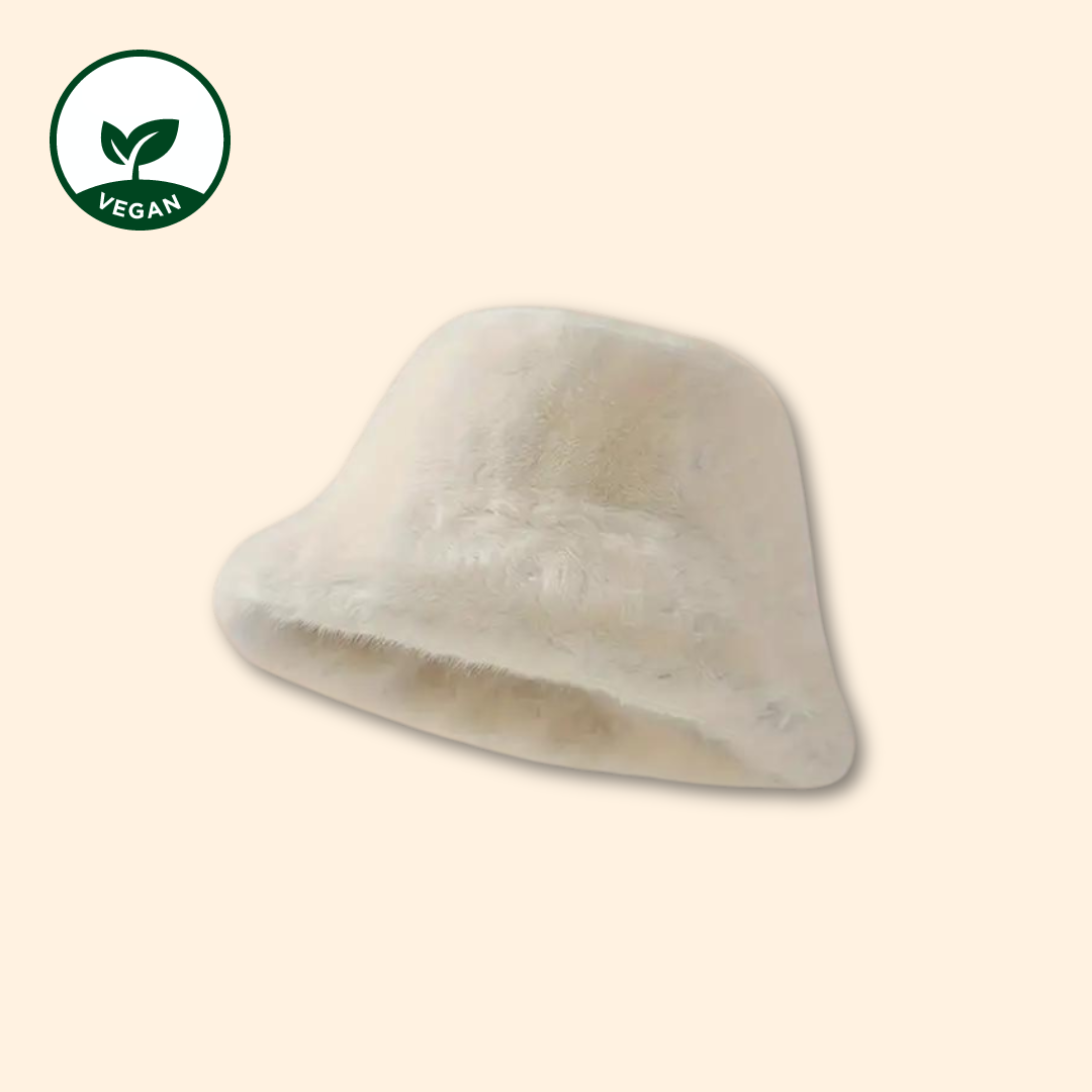 Bucket Hat weiß - Plüsch Bucket Hat - Bucket Hat Frauen - Bucket Hat Winter - veganer Bucket Hat - Bucket Hat vegan