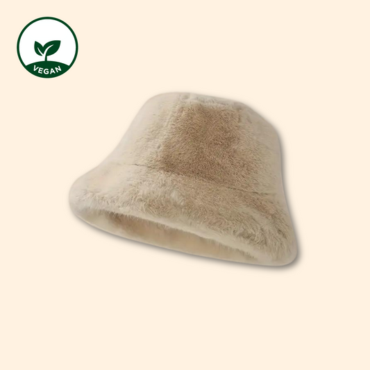 Bucket Hat beige - Plüsch Bucket Hat - Bucket Hat Frauen - Bucket Hat Winter - veganer Bucket Hat - Bucket Hat vegan